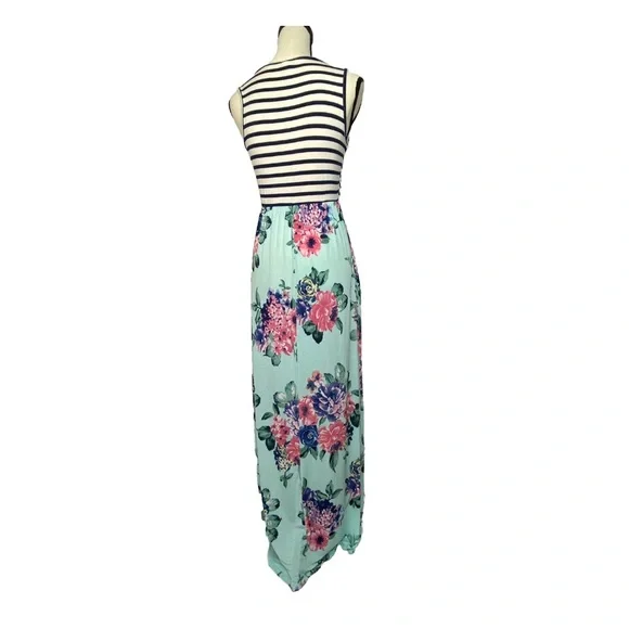 SOLD PinkBlush Maternity Summer Stripe Floral Sleeveless Dress - Picture 2 of 4